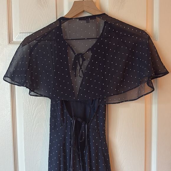Alexa Chung Navy Polka Dot Chiffon Midi Dress size US 0 - Picture 9 of 15